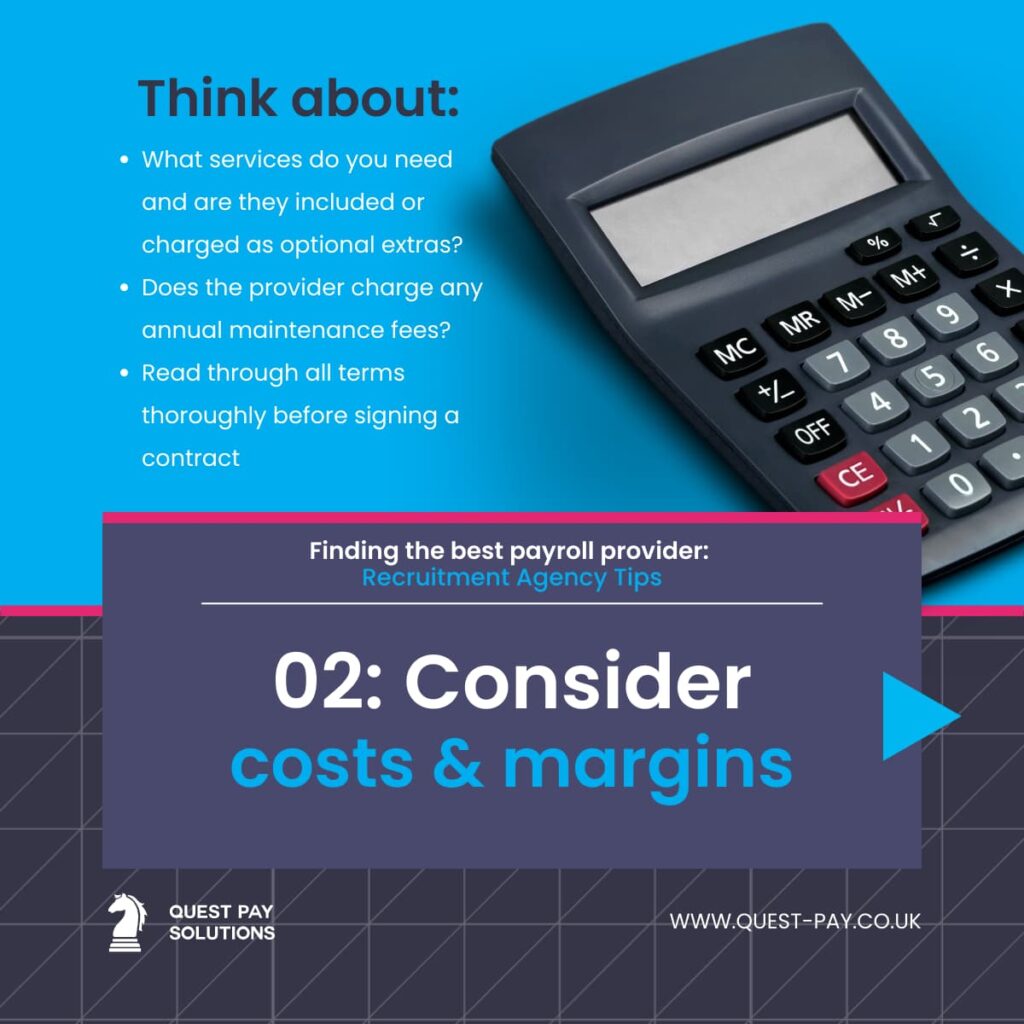 Choosing a payroll provider - consider costs and margins